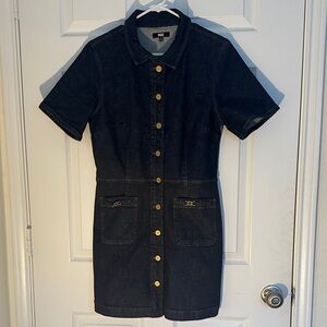 PAIGE Navy Mini Dress with Gold Accents worn once (7)